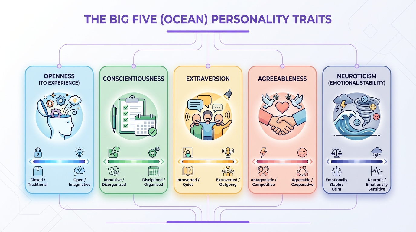 Big Five OCEAN Personality Traits Infographic